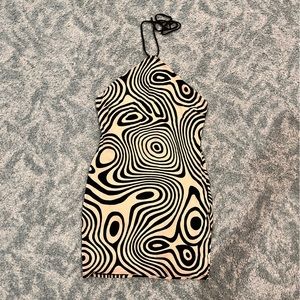 Abstract Funky Swirl Halter Dress